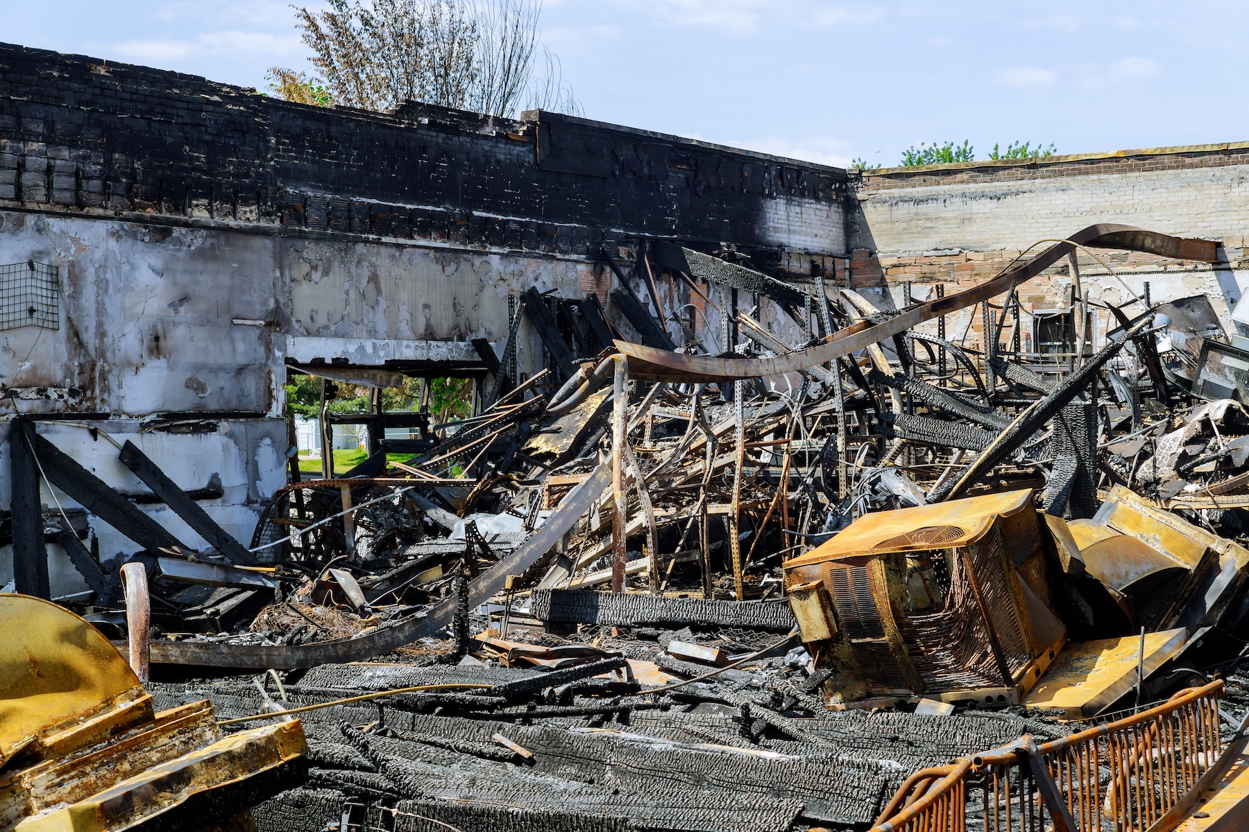 Commercial fire damage to interior walls and ceiling in Steubenville
